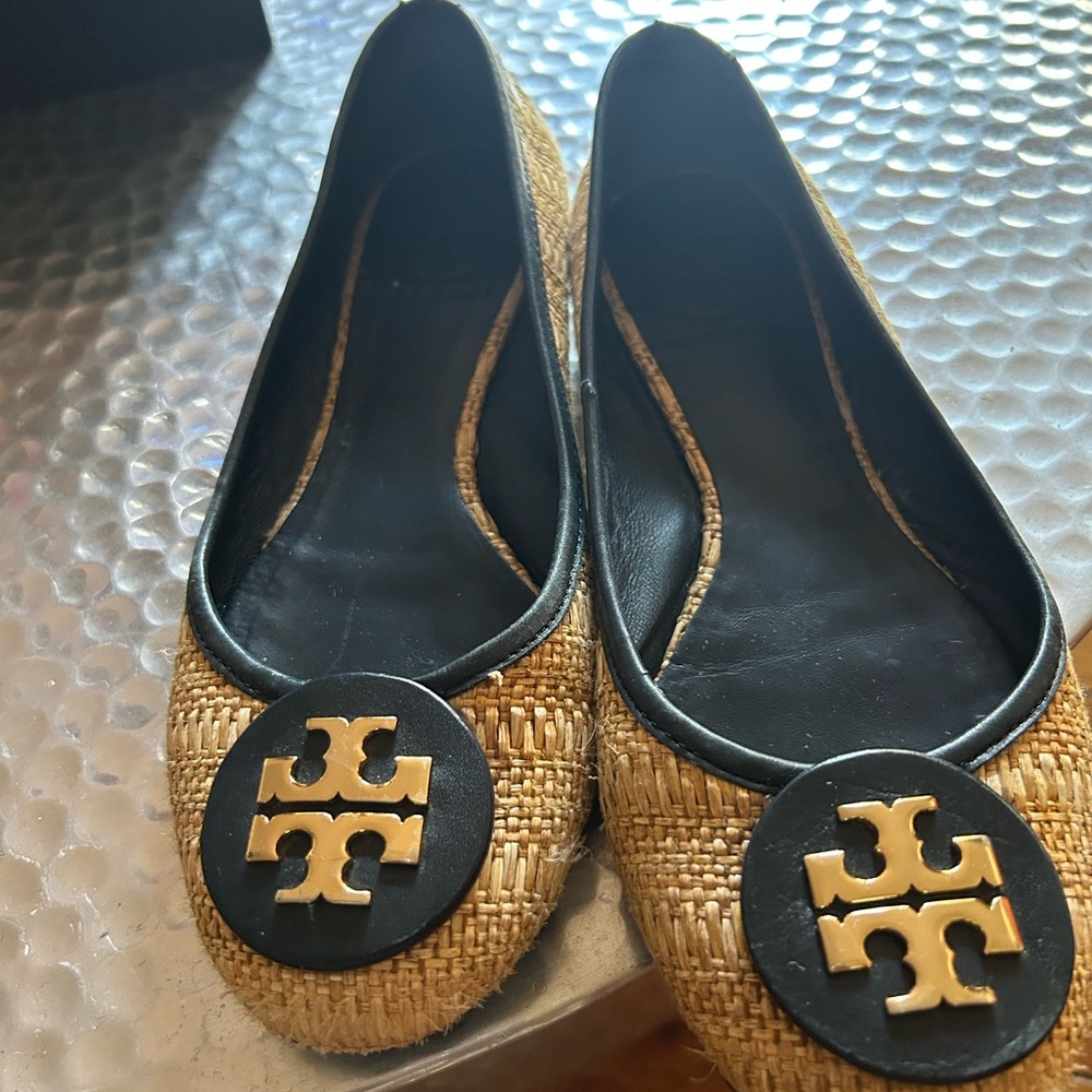 Tory Burch Black and Tan Loafers